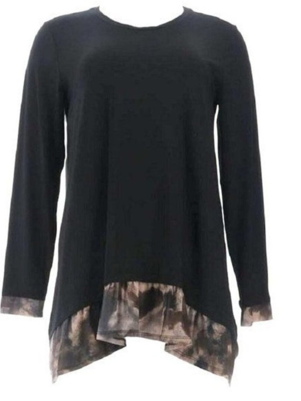 LOGO by Lori Goldstein Rayon 230 Top with Tie-Dye Mesh Hem MEDIUM (616C)